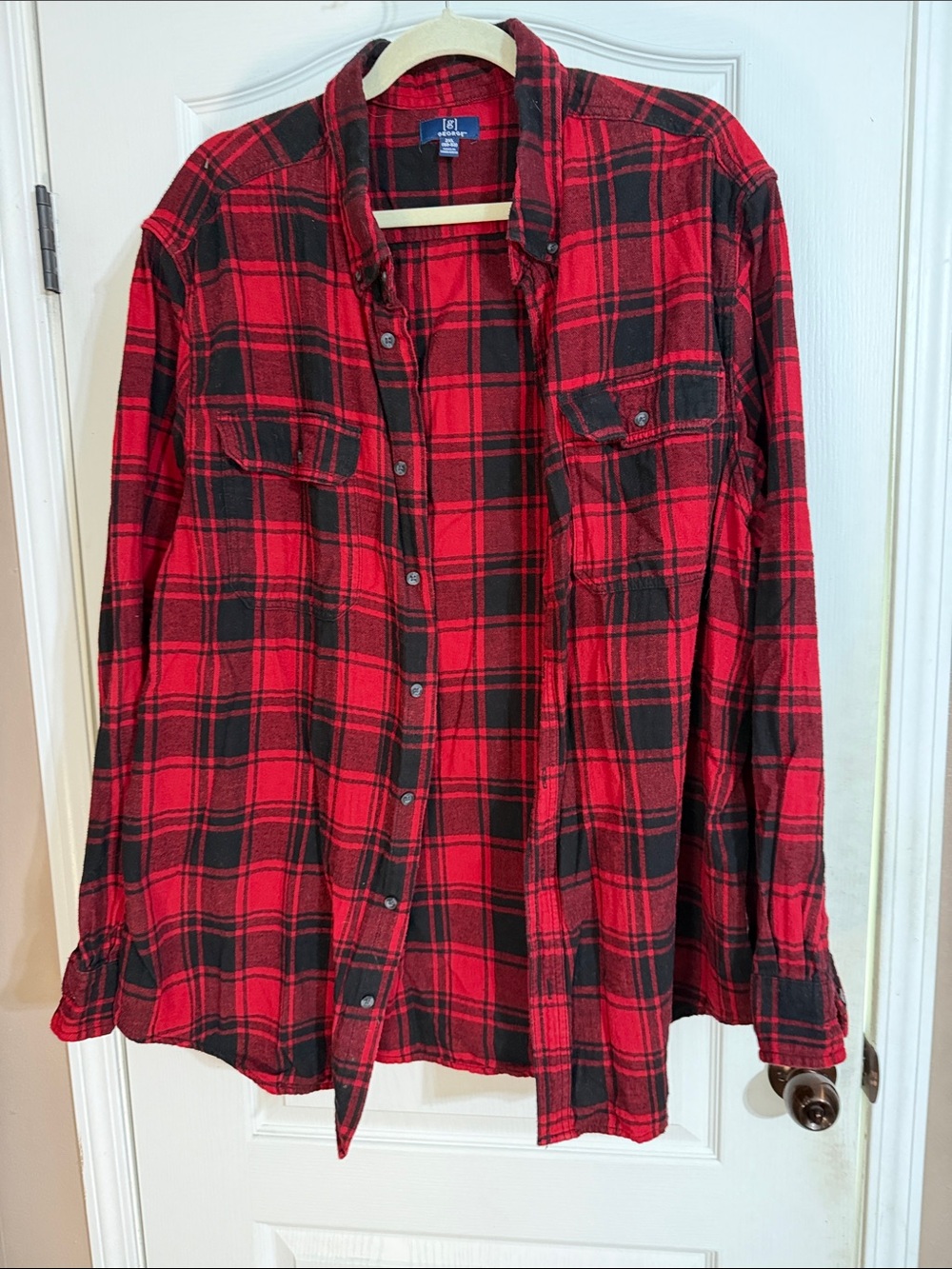 George Red and Black Plaid Flannel Shirt